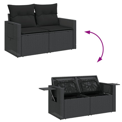 10-tlg. Garten-Sofagarnitur mit Kissen Schwarz Poly Rattan - Pazzar.ch