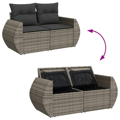 8-tlg. Garten-Sofagarnitur mit Kissen Grau Poly Rattan - Pazzar.ch