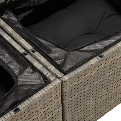 8-tlg. Garten-Sofagarnitur mit Kissen Grau Poly Rattan - Pazzar.ch