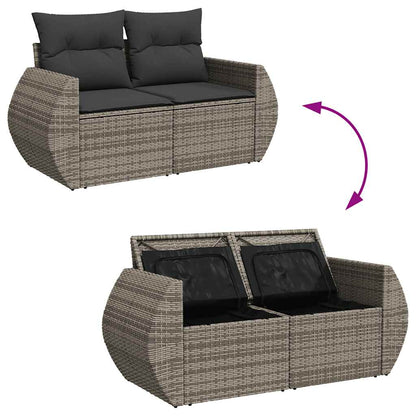 8-tlg. Garten-Sofagarnitur mit Kissen Grau Poly Rattan - Pazzar.ch