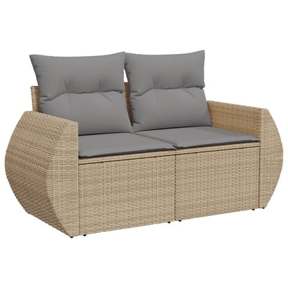 10-tlg. Garten-Sofagarnitur mit Kissen Beige Poly Rattan - Pazzar.ch