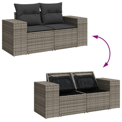 8-tlg. Garten-Sofagarnitur mit Kissen Grau Poly Rattan - Pazzar.ch