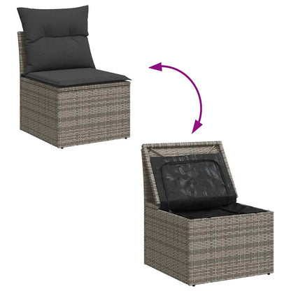 8-tlg. Garten-Sofagarnitur mit Kissen Grau Poly Rattan - Pazzar.ch
