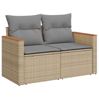 7-tlg. Garten-Sofagarnitur mit Kissen Beige Poly Rattan Akazie - Pazzar.ch