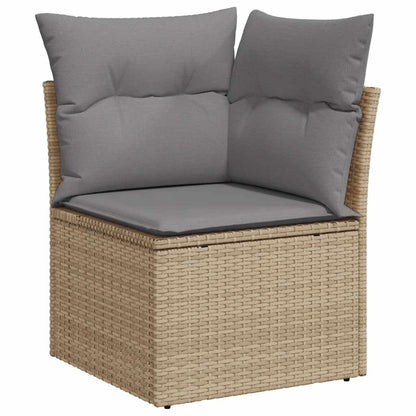 7-tlg. Garten-Sofagarnitur mit Kissen Beige Poly Rattan Akazie - Pazzar.ch