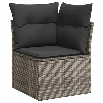 7-tlg. Garten-Sofagarnitur mit Kissen Grau Poly Rattan Akazie - Pazzar.ch