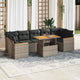 8-tlg. Garten-Sofagarnitur mit Kissen Grau Poly Rattan Akazie