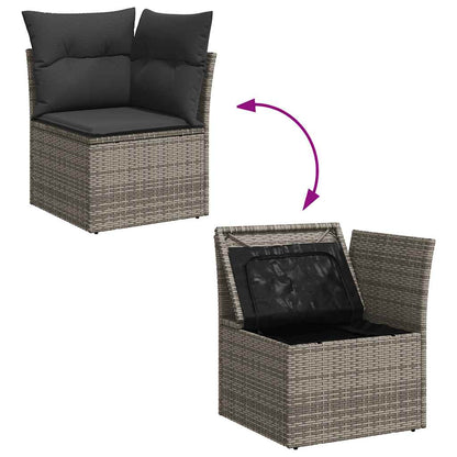 8-tlg. Garten-Sofagarnitur mit Kissen Grau Poly Rattan Akazie - Pazzar.ch