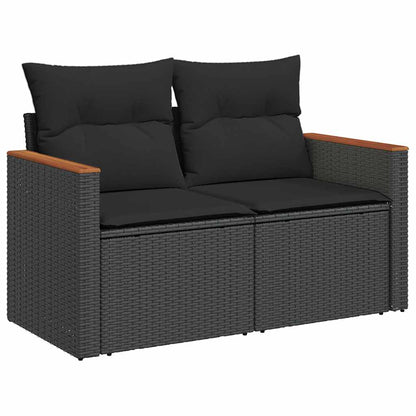 10-tlg. Garten-Sofagarnitur mit Kissen Schwarz Poly Rattan - Pazzar.ch