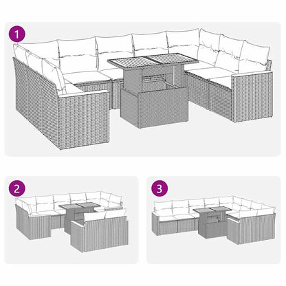 10-tlg. Garten-Sofagarnitur mit Kissen Schwarz Poly Rattan - Pazzar.ch