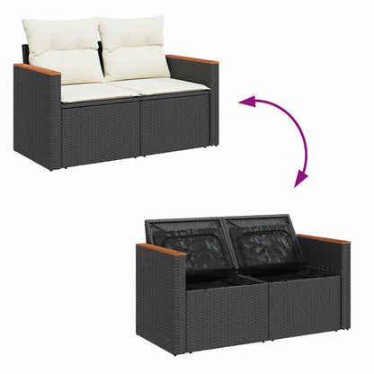 10-tlg. Garten-Sofagarnitur mit Kissen Schwarz Poly Rattan - Pazzar.ch