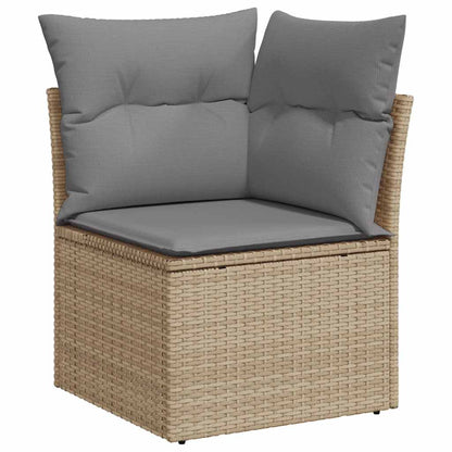 10-tlg. Garten-Sofagarnitur mit Kissen Beige Poly Rattan Akazie - Pazzar.ch