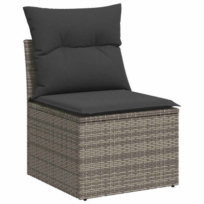 8-tlg. Garten-Sofagarnitur mit Kissen Grau Poly Rattan Akazie - Pazzar.ch