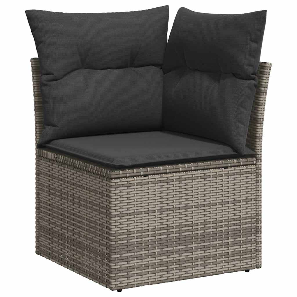8-tlg. Garten-Sofagarnitur mit Kissen Grau Poly Rattan Akazie - Pazzar.ch