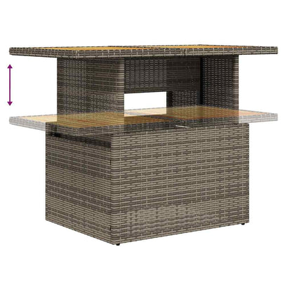 8-tlg. Garten-Sofagarnitur mit Kissen Grau Poly Rattan Akazie - Pazzar.ch