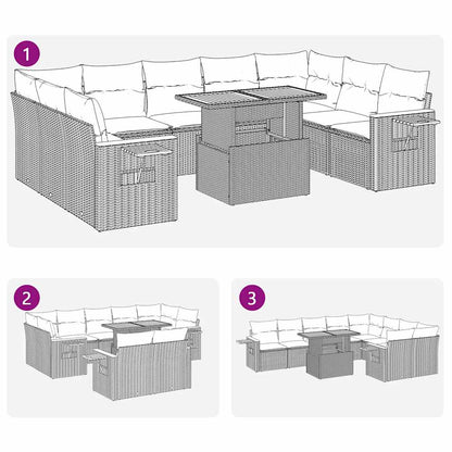 10-tlg. Garten-Sofagarnitur mit Kissen Schwarz Poly Rattan - Pazzar.ch