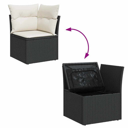 10-tlg. Garten-Sofagarnitur mit Kissen Schwarz Poly Rattan - Pazzar.ch