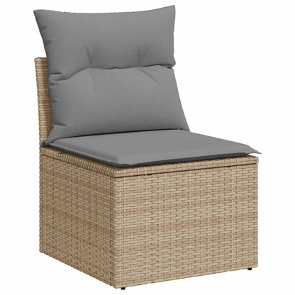 10-tlg. Garten-Sofagarnitur mit Kissen Beige Poly Rattan Akazie - Pazzar.ch