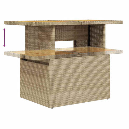 10-tlg. Garten-Sofagarnitur mit Kissen Beige Poly Rattan Akazie - Pazzar.ch