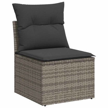 8-tlg. Garten-Sofagarnitur mit Kissen Grau Poly Rattan Akazie - Pazzar.ch