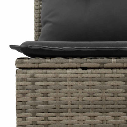 8-tlg. Garten-Sofagarnitur mit Kissen Grau Poly Rattan Akazie - Pazzar.ch