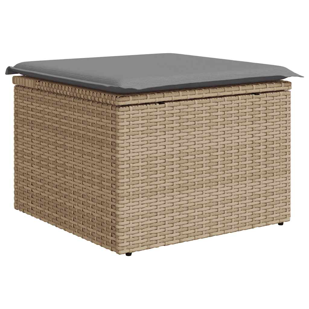 7-tlg. Garten-Sofagarnitur mit Kissen Beige Poly Rattan Akazie - Pazzar.ch