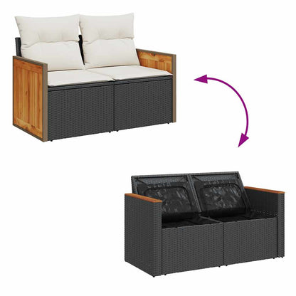 10-tlg. Garten-Sofagarnitur mit Kissen Schwarz Poly Rattan - Pazzar.ch