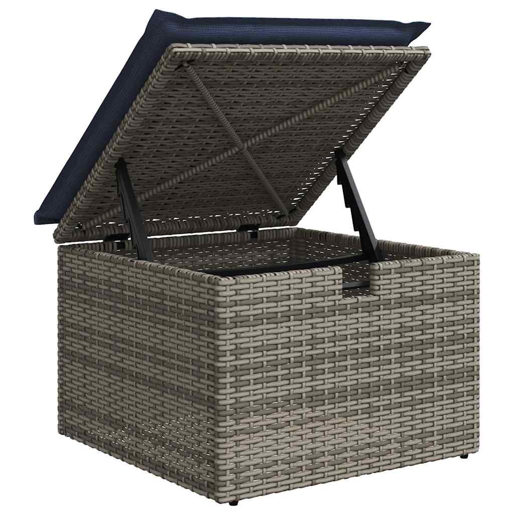 8-tlg. Garten-Sofagarnitur mit Kissen Grau Poly Rattan Akazie