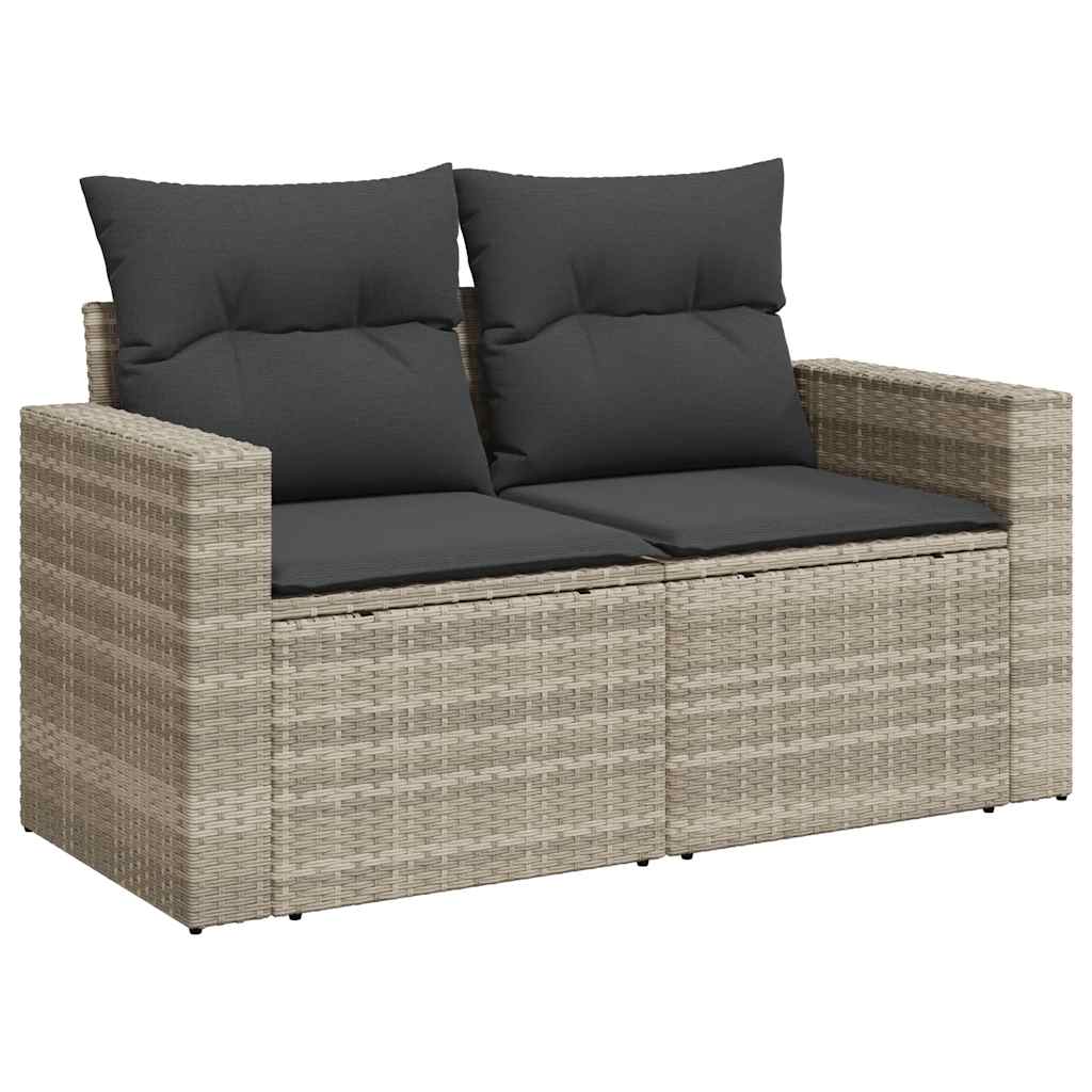 8-tlg. Garten-Sofagarnitur mit Kissen Hellgrau Poly Rattan - Pazzar.ch