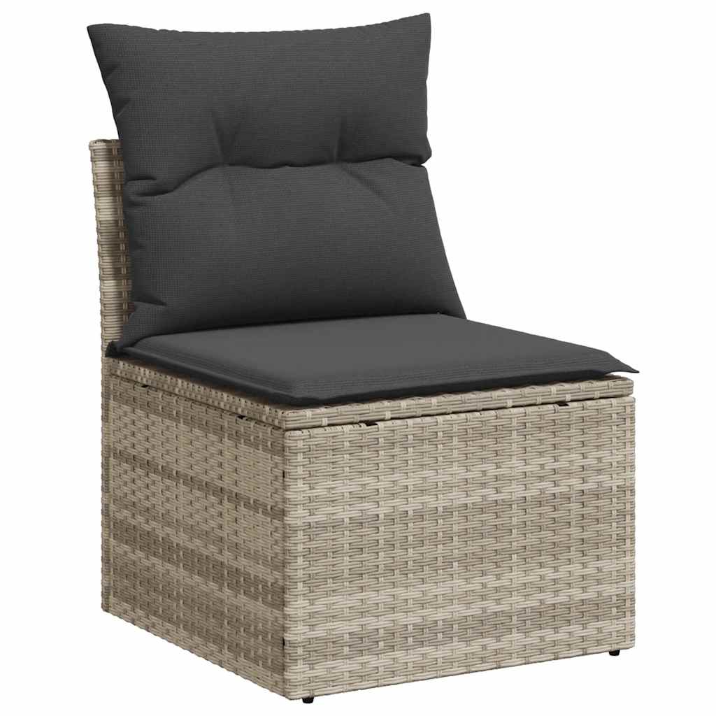 8-tlg. Garten-Sofagarnitur mit Kissen Hellgrau Poly Rattan - Pazzar.ch