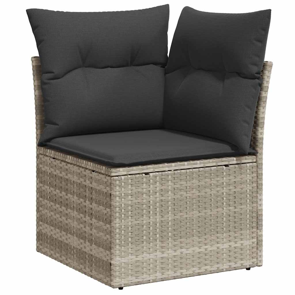 8-tlg. Garten-Sofagarnitur mit Kissen Hellgrau Poly Rattan - Pazzar.ch