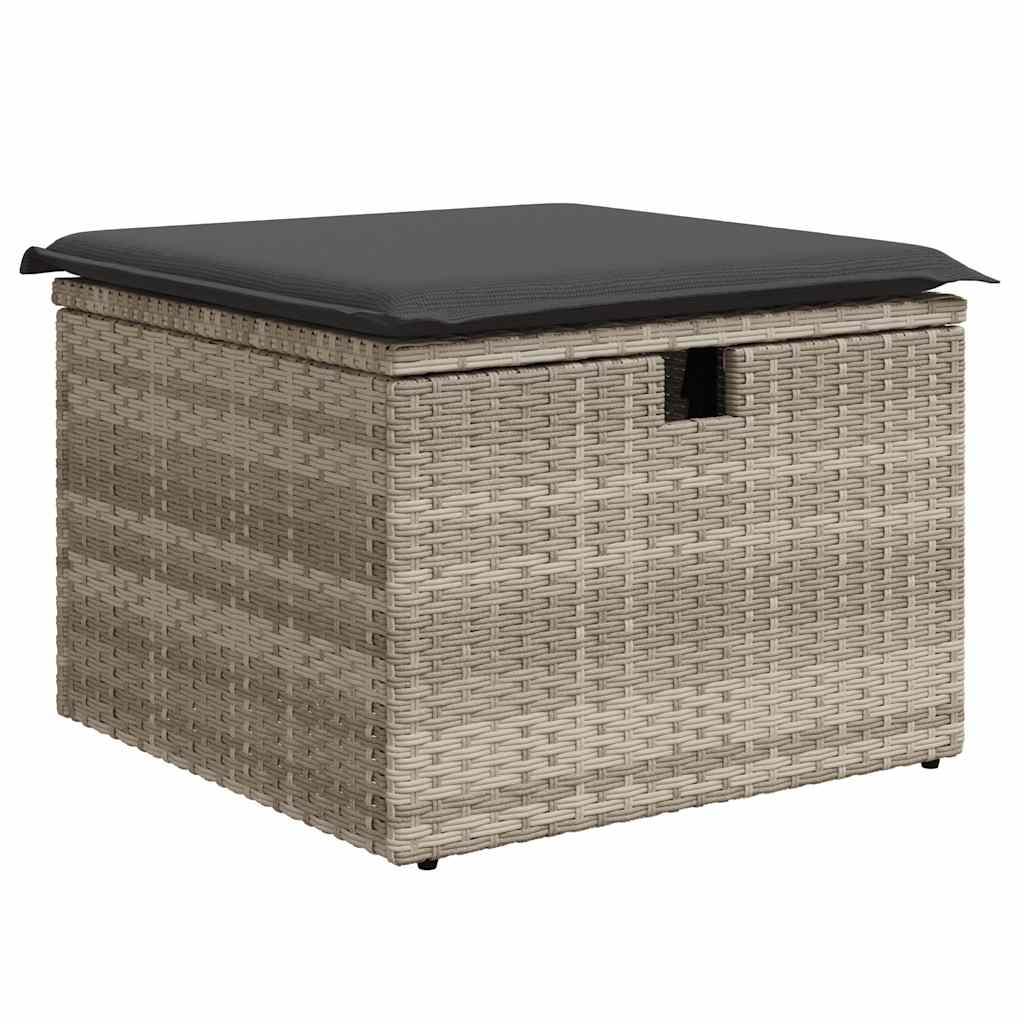 8-tlg. Garten-Sofagarnitur mit Kissen Hellgrau Poly Rattan - Pazzar.ch