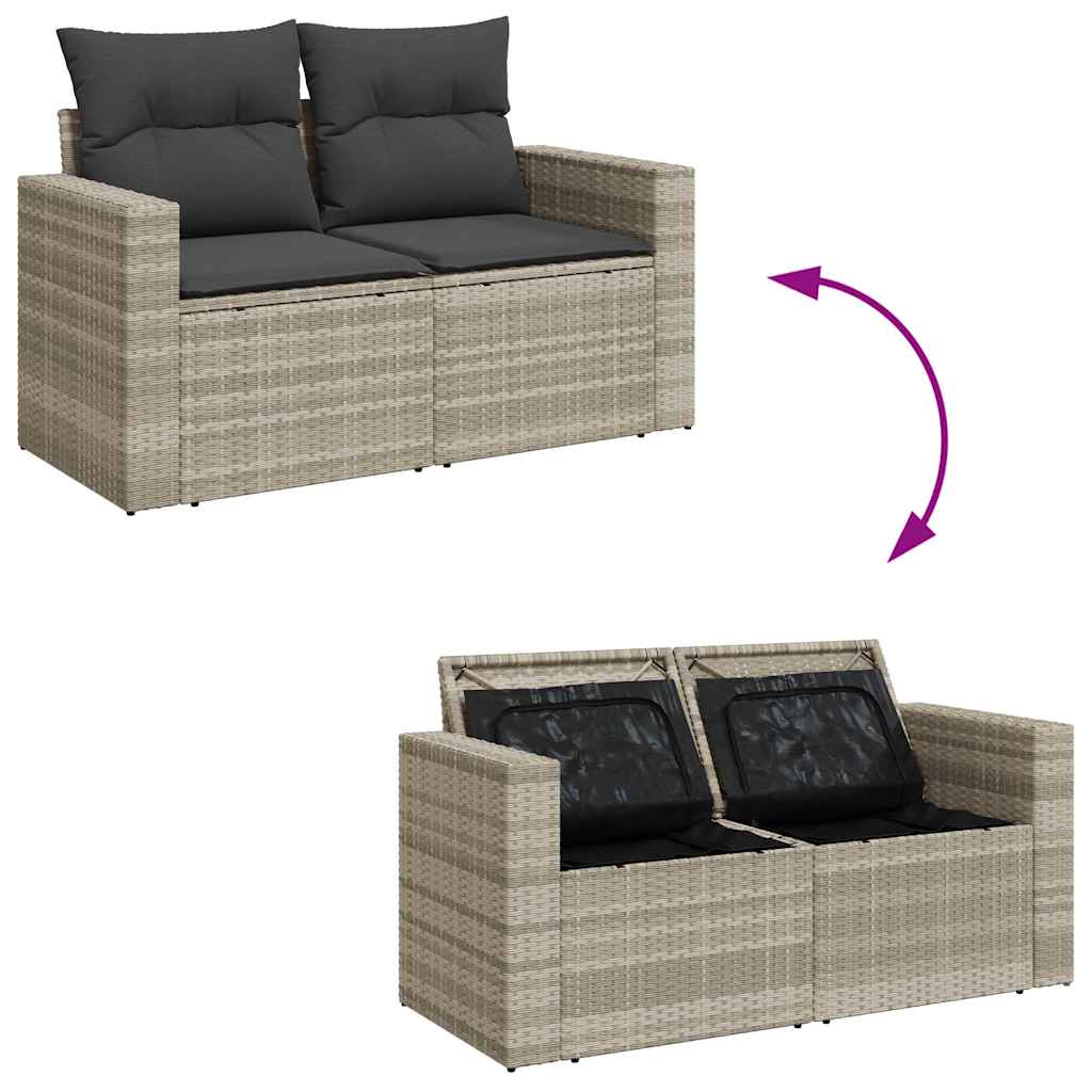 8-tlg. Garten-Sofagarnitur mit Kissen Hellgrau Poly Rattan - Pazzar.ch