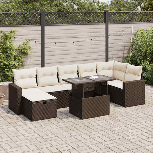 8-tlg. Garten-Sofagarnitur mit Kissen Braun Poly Rattan - Pazzar.ch