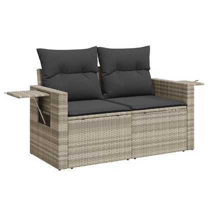 8-tlg. Garten-Sofagarnitur mit Kissen Hellgrau Poly Rattan - Pazzar.ch