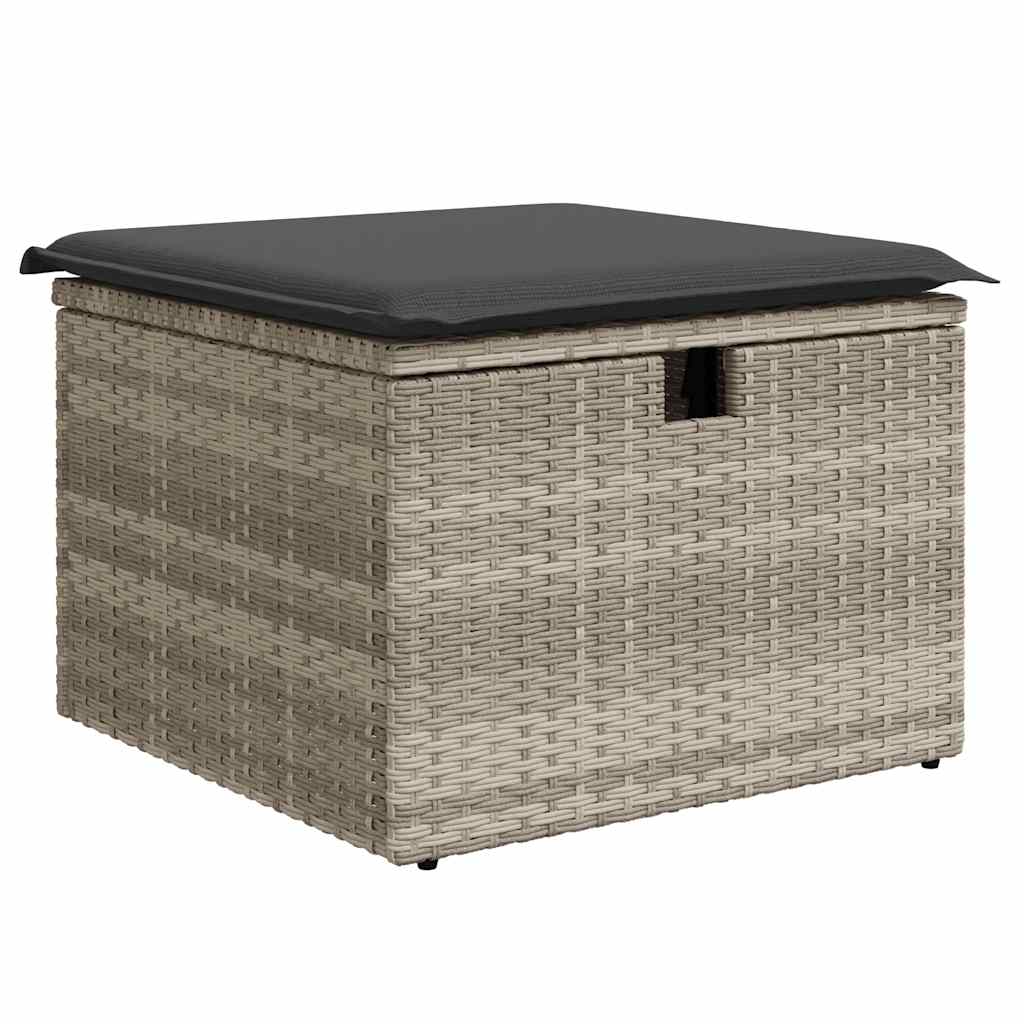 8-tlg. Garten-Sofagarnitur mit Kissen Hellgrau Poly Rattan - Pazzar.ch