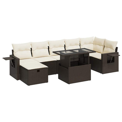 8-tlg. Garten-Sofagarnitur mit Kissen Braun Poly Rattan - Pazzar.ch