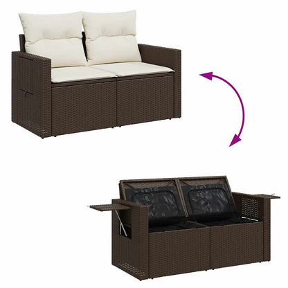 8-tlg. Garten-Sofagarnitur mit Kissen Braun Poly Rattan - Pazzar.ch