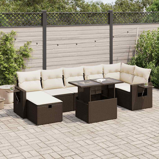 8-tlg. Garten-Sofagarnitur mit Kissen Braun Poly Rattan - Pazzar.ch