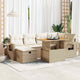 8-tlg. Garten-Sofagarnitur mit Kissen Beige Poly Rattan Akazie