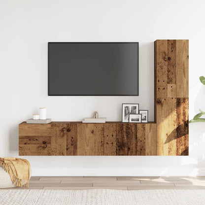 TV-Wandschränke 3 Stk. Altholz-Optik Holzwerkstoff - Pazzar.ch
