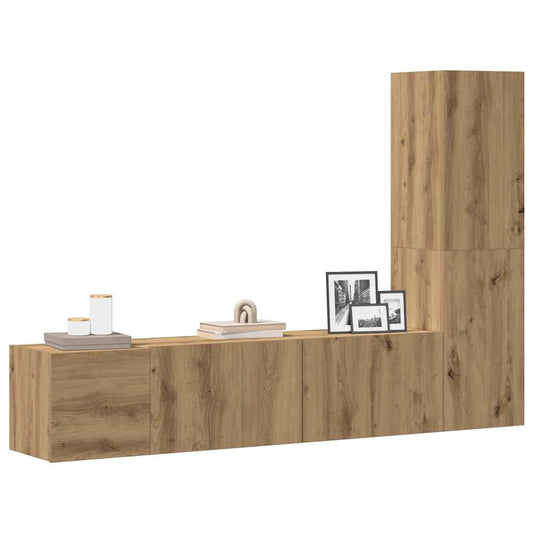 TV-Wandschränke 3 Stk. Artisan-Eiche Holzwerkstoff - Pazzar.ch