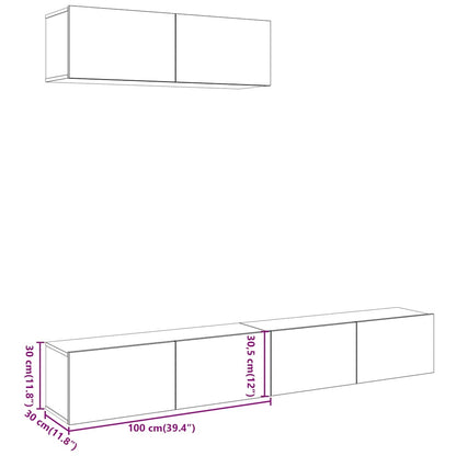 TV-Wandschränke 3 Stk. Altholz-Optik 100x30x30 cm Holzwerkstoff - Pazzar.ch