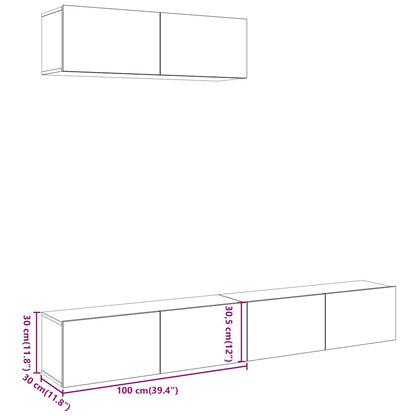 TV-Wandschränke 3 Stk. Artisan-Eiche 100x30x30 cm Holzwerkstoff - Pazzar.ch