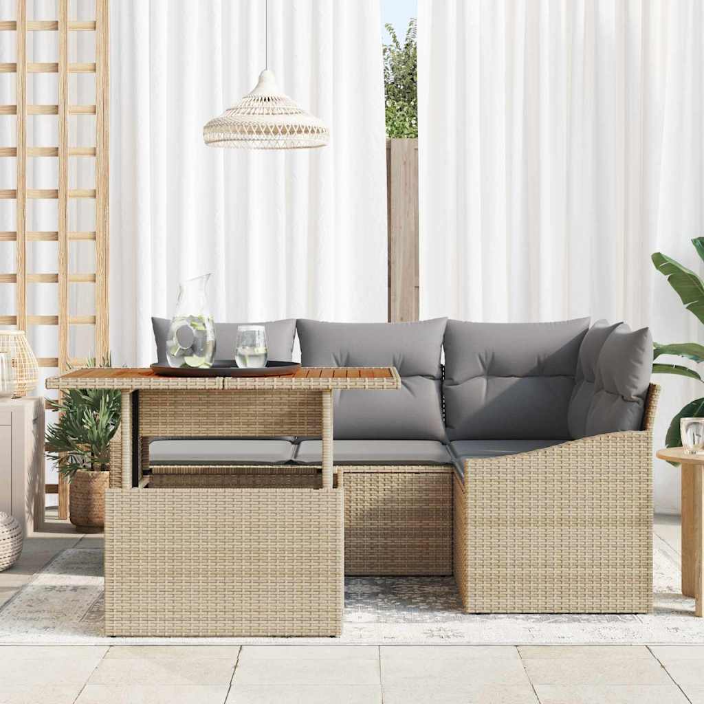 Garten Essgruppe mit Kissen Beige und Grau 100 x 55 x 73 cm
