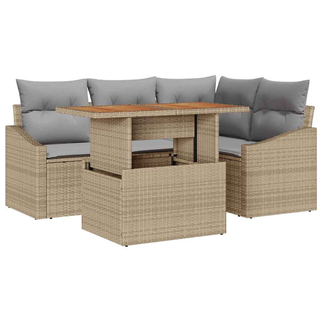 Garten Essgruppe mit Kissen Beige und Grau 100 x 55 x 73 cm