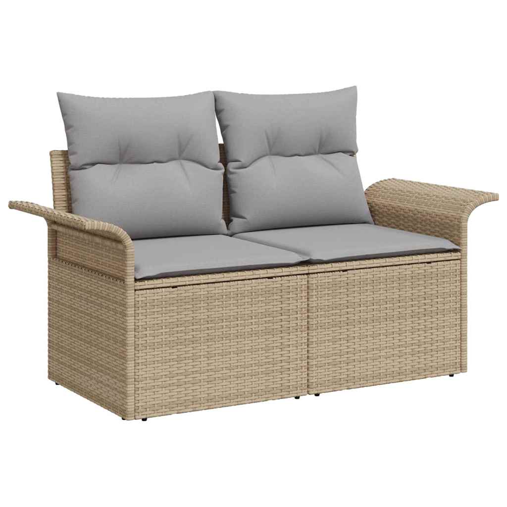 Garten-Sofa-Set mit Kissen mit Speicher 6 pcs Beige Poly Rattan
