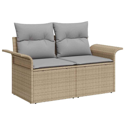 Garten-Sofa-Set mit Kissen mit Speicher 6 pcs Beige Poly Rattan