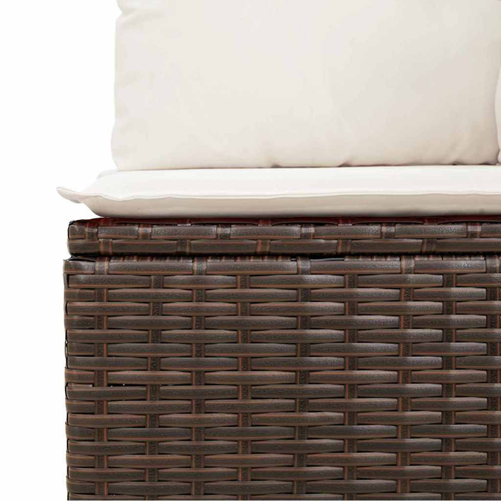 Garten-Sofa-Set mit Kissen 4 pcs Braun und Weiß Poly Rattan