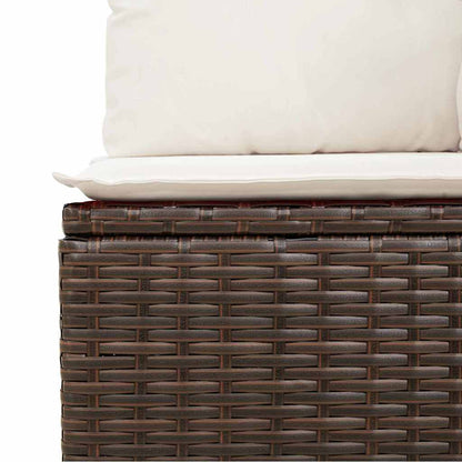 Garten-Sofa-Set mit Kissen 4 pcs Braun und Weiß Poly Rattan